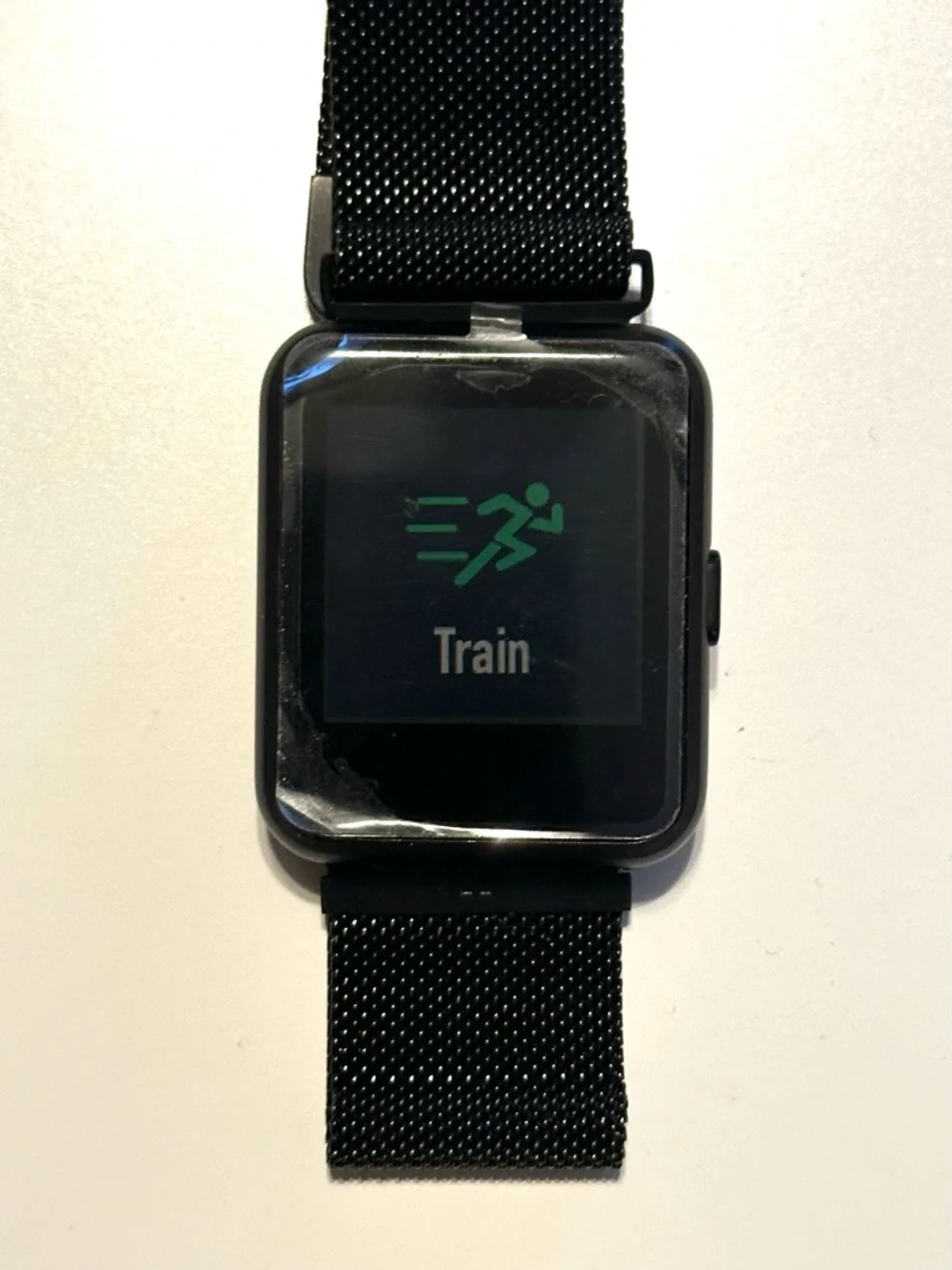 Black Smart Fitness Watch Metal Mesh Magnetic Band Emerge S3 Android & IPhone